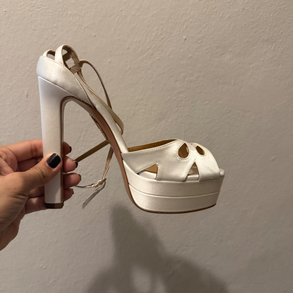 Aquazzura Cream Platform Sandals - Picture 3 of 5